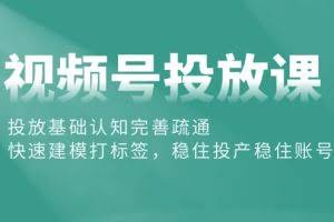 （10205期）视频号投放课：投放基础认知完善疏通，快速建模打标签，稳住投产稳住账号