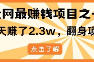 （14723期）暴利项目，每天被动收益1500+，长期管道收益！0成本自己做老板！