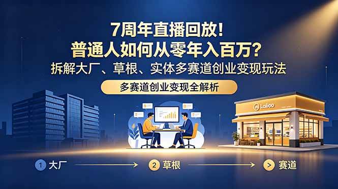 (18894期)7周年直播回放!普通人如何从零年入百万?拆解大厂、草根、实体多赛道创业变现玩法