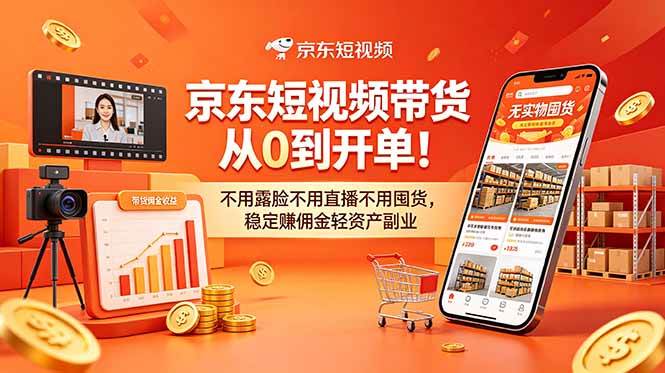 (18895期)京东短视频带货从0到开单!不用露脸不用直播不用囤货,稳定赚佣金轻资产副业
